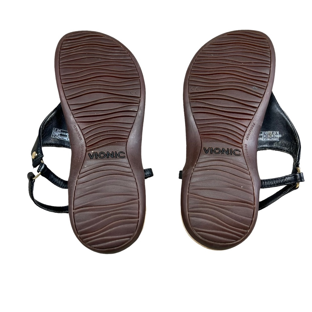 Vionic black leather T strap‎ women’s sandals SZ 9.5 - Picture 5 of 6